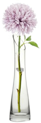 Jarrón de cristal soplado hecho a mano, pequeño jarrón de cristal transparente, base pesada, jarrón de flores de tallo único para decoración del hogar y boda (boca oblicua, 23 cm)