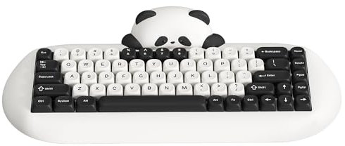 YUNZII C68 Panda Wireless Mechanical Gaming Keyboard, 68 Keys Cute Layout with PBT Keycaps,RGB Backlit, Hot Swappable,Creamy Switches,BT5.0/2.4G/Wired for Win/Mac(Panda Switch,White)