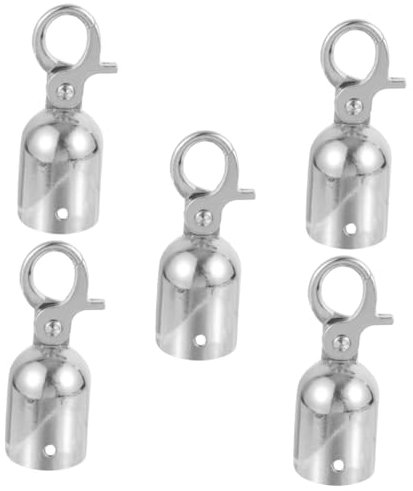 5St Seilendanschlag flaches Seil Verschlüsse Endkappen mit Kordelzug Prise Schlange Seil Seilstopper Seilbefestigung Seilendverschluss Karabinerhaken am Kordelende Rostfreier Stahl JECOMPRIS