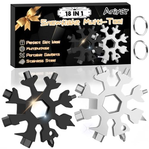 Stocking Stuffers for Adults Men Dad, 2-Pcak 18 in 1 Snowflake Multi-Tools Gift for Men Who Have Everything Birthday Christmas Xmas Gifts for Mens, Dad,Boyfriend and Him, Cool Gadgets Tools for Mens