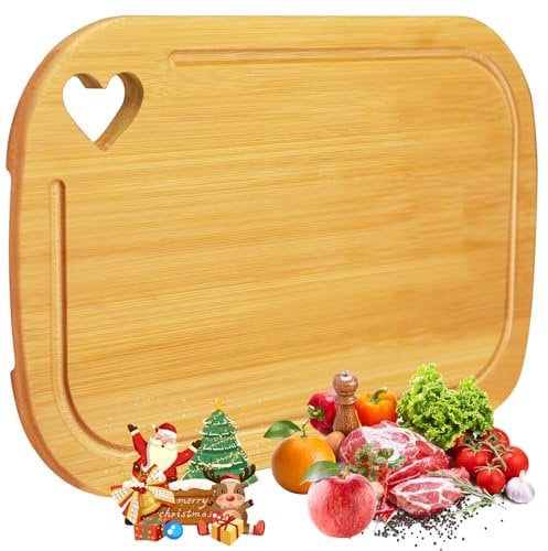 Small Wooden Cutting Board, Mini Light weight Wooden Cutting Board, Meat Cutting Board with Juice Grooves, Thick Chopping Board for Meat, Kitchen Gadgets Gift, Housewarming Gift（13 X 6in）