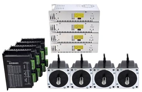 AIRUIXI schrittmotorsatz 4-Achsen-CNC-Fräser-Kit, 8,0 Nm Nema 34 Schrittmotor + DM860I Schrittmotortreiber + 60-V-Netzteil