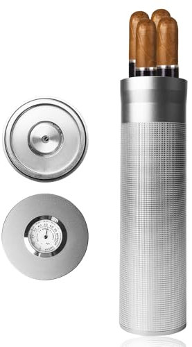 BORDEAG Estuche para puros, Humidor de cigarros, Estuche portátil para puros, estuche de viaje para humidor de cigarros, aleación de aluminio, accesorios para puros, Humidor de cigarros, con