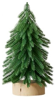 Katutude Piccolo Albero di Natale Albero di Natale in Miniatura da 30 cm Albero di Natale Artificiale con Base in Legno Mini Albero di Natale Artificiale Realistico Decorazione da tavola di Natale PE