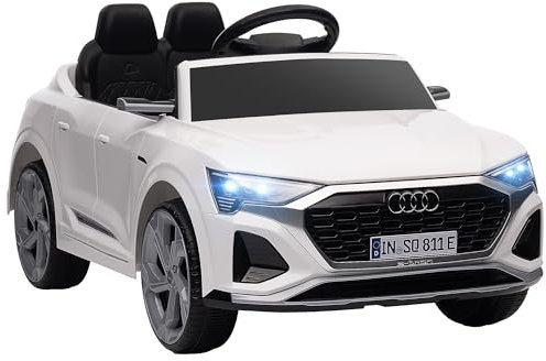 AIYAPLAY Kinder Elektroauto 12V Audi Q8 Kinderauto mit 2,4G Fernbedienung, 2 Motoren MP3 Musik & Hupe, Elektrofahrzeug mit Scheinwerfer, 4 gefederte Räder für 3-4 Jahre Kinder, Weiß