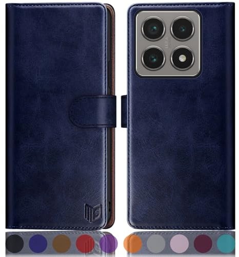 SUANPOT [RFID Schutz für Xiaomi Mi 14T Pro Hülle PU Leder Handyhülle Lederhülle Klapphülle Kartenfach Flip Cover für Mi 14T Pro Handy hülle Leather Wallet Phone Case Blau
