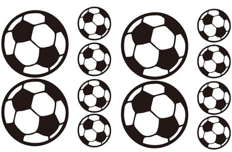 12 Pieces Footballs Wall Decals, Removable Cute Soccer Ball Wall Stickers Art DIY Sport Game Wallpaper Mural for Kids Boys Playroom Bedroom Living Room Home Decoration