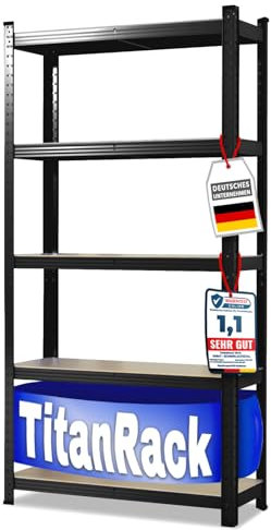 etm Scaffalature per carichi pesanti – garage, cantina, officina, scaffalatura per magazzino, cantina, elevata portata e ripiani regolabili (nero, 200 x 100 x 50 cm)