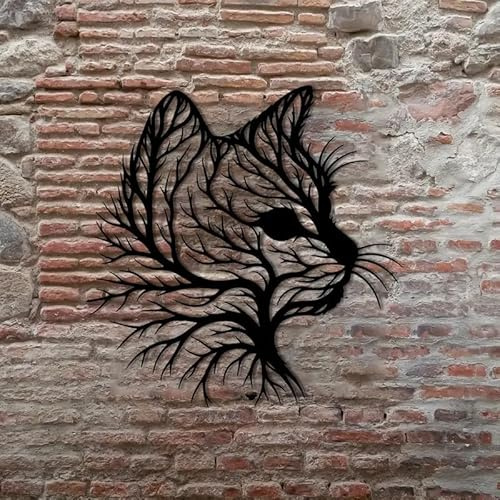 Generisch Katze Zweig Kopf schwarz Metall Schild Wand-Deko Wikinger Wandbild wall