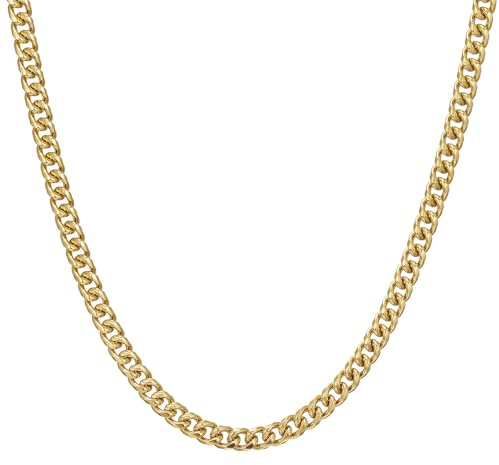 RWQIAN Kette Herren Panzerkette 3mm-9mm Breit Männer Edelstahl Silber/Gold/Schwarz Panzerkette Halskette Gliederkette 14K Gold Vergoldet Klassische Link Chain Länge 45-65cm Geschenk für Damen Männer