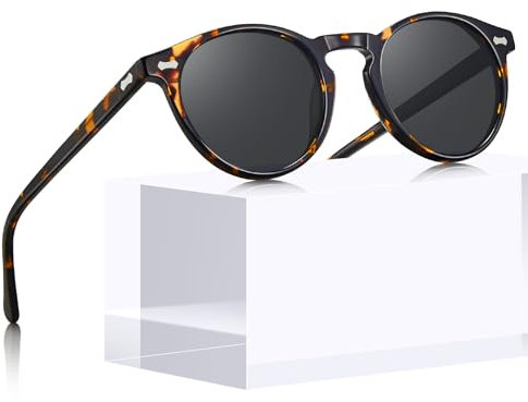 CARFIA Polarisierte Runde Sonnenbrille Damen 100% UV-Schutz Retro Outdoor Anti-Glare Brille