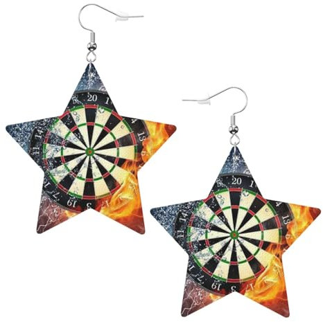 Dart Board leichte Leder-Stern-Ohrringe geeignet für Damenmode Geburtstagsparty, Einheitsgröße, Kunstleder