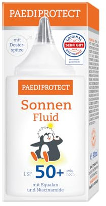 PAEDIPROTECT Sonnenfluid LSF 50+ 30 ml, pflegender Sonnenschutz mit Squalan und praktischer Dosierspitze für Baby, Kinder und Erwachsene, ohne Parfüm und Mikroplastik, vegan