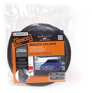 Schaumstoff-Zugluftstopper für Garagen und Jalousien, Grau, Maße: 17 x 17 x 6,5 m, ideal zur Isolierung und Verhinderung von Luftlecks.