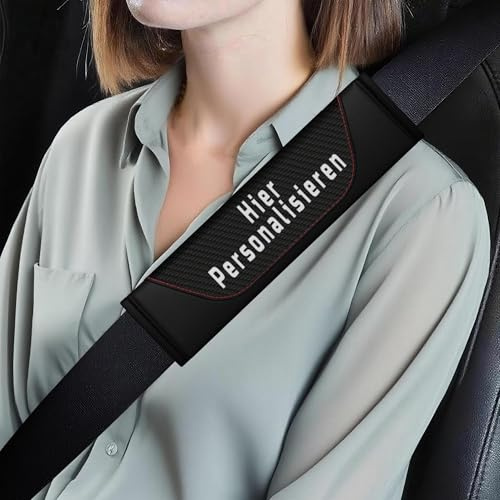 Personalisiertes Gurtpolster Auto aus Kohlefaser – Individualisierbares Sicherheitsgurt Polster & Schulterpolster für Kinder & Erwachsene – Universeller Gurtschoner Auto für SUV, PKW & Truck