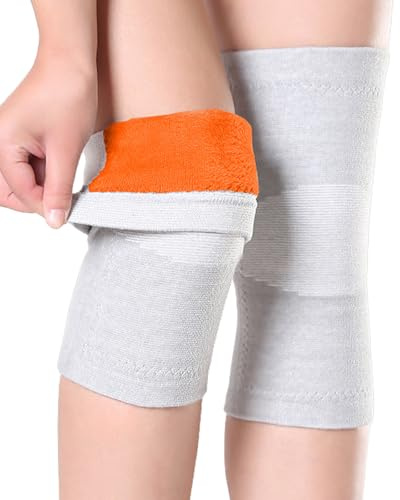 iNelihoo Bambus Kniewärmer‌ mit Warmem Futter Dicke Gestrickte Elastische Arthritis Kniewärmer‌ Rutschfest Wärme Knie Knieschoner Warme Kaltes Knieschoner Weiche Therapie Arthrose Knieschützer