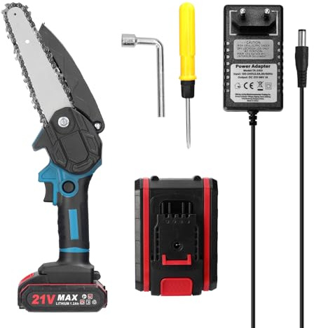 Matybobe Seghe elettriche portatili da 21 V 6 pollici, piccola motosega a fessura, motore a spazzola, strumento per la lavorazione del legno con una sola mano per giardino e frutteto
