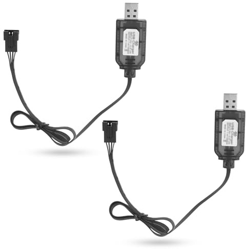 2pcs SM-4P USB Charger Cable Replacement, 7.4V Battery USB Charger for RC Car Boat Gel Blaster