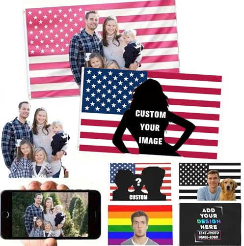 Personalised Amerikanische Flagge, Fahne Selbst Gestalten, Fügen Sie Ihr eigenes Bild hinzu, Text, Wanddekoration Garten-Yard-Schild Camping Flagge - Benutzerdefinierte Flaggenbanner