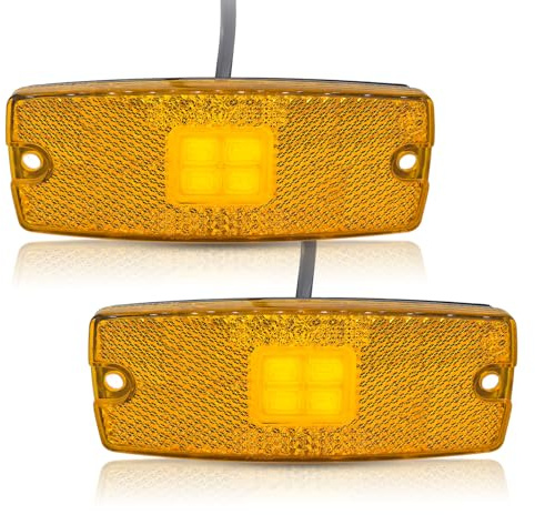 AOJO 2 * Seitenmarkierungsleuchte LED Orange, 12V 24V Begrenzungslicht Gelb Wasserdicht für LKW, PKW-Anhänger - Inkl.Schrauben (KIT-B)