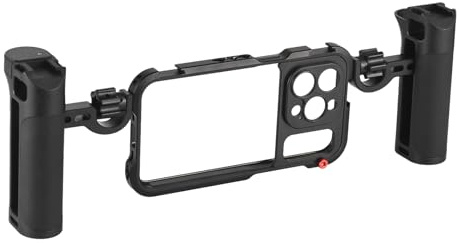 SHUAIGUO Leichter Dual-Griff-Telefon-Videokamera-Smartphone-Stabilisator aus Aluminiumlegierung, Tragbarer Handkäfig für -Filmaufnahmen (#2)