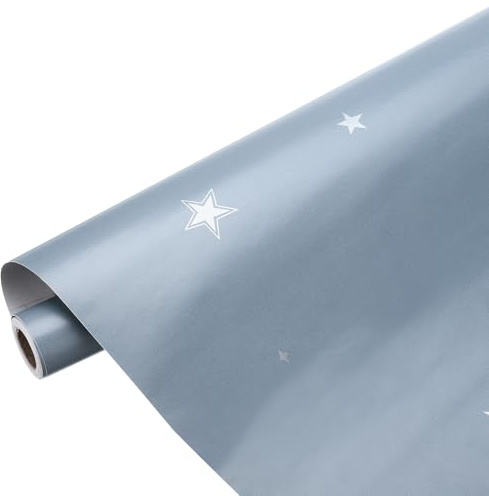 sourcing map Matte Wallpaper 60cm x 10 Meter Vinyl Waterproof Blue | Peel and Stick Contact Paper Star Pattern Self Adhesive Wallpaper for Bedroom Kitchen Wall Countertop Decorating
