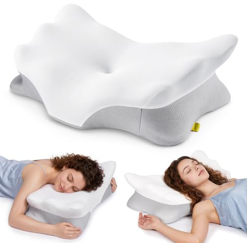 foverhom Ergonomic Cervical Neck Pillow Zoned Memory Foam Support Pillow | Pressure Relief for Prone Sleeping,Side Lying,Backrest,Multi-Position Relaxation Pillow with Cooling Ice Silk Cover