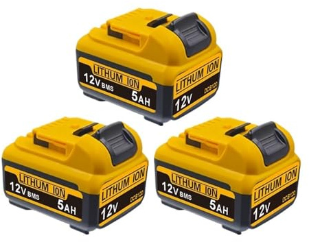 Compatible For DeWalt Lithium-ion Battery 12V Battery, 5.0Ah 6.0Ah,DCB120 DCB123, DCB125, DCB124, DCB122, DCD710 Power Tool Battery(12V 5AH X3)