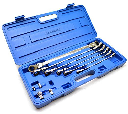 AB Tools Metric Extra Long Double end Flexi Head Ratchet Spanner Set 8mm-19mm 10pc AT663