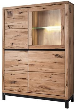 MASSIVMOEBEL24.DE VILLANDERS Highboard 103x40x148 Wildeiche geölt - Versch Farben, Farbe:Natur geölt, Größe:103x40x148 cm (BxTxH)