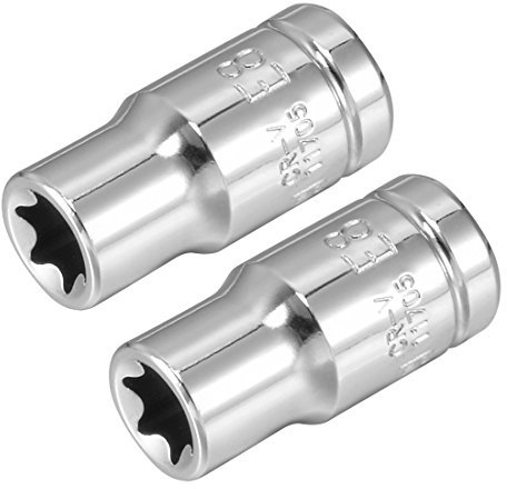 Sourcingmap 2Pcs 1/4-inch Drive E8 External Torx Shallow Socket, Cr-V Steel