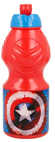 Capitan America | Kinder-Wasserflasche mit auslaufsicherem Verschluss | Wiederverwendbare Trinkflasche für Kinder mit auslaufsicherem Deckel, BPA-frei, 400 ml