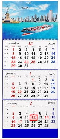 Liitrton Wandkalender 2021, 3-Monats-Display, vertikaler Kalender, 34 x 83 cm, perfekt für Ihren geschäftigen Zeitplan Dezember 2020-Januar 2022 (Freiheitsstatue)