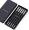 Bisda Juego de 5 pares de palillos de metal reutilizables japoneses para palillos de sushi coreanos de 23,5 cm de acero inoxidable chino con caja de regalo para Navidad, cumpleaños