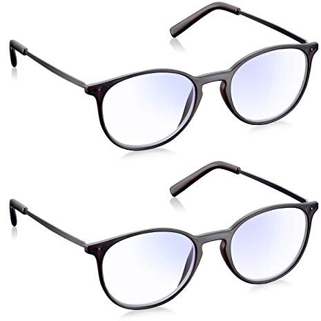 Lichtschutzbrille +1 bis 3,5 – Herren/Damen: Read Optics Bluelight-Blockbrille für Computer-Bildschirm, Gamer Augenschutz Schildkrötenhell, Metallbügel & Blendschutz UV-Filter Difuzer Linse