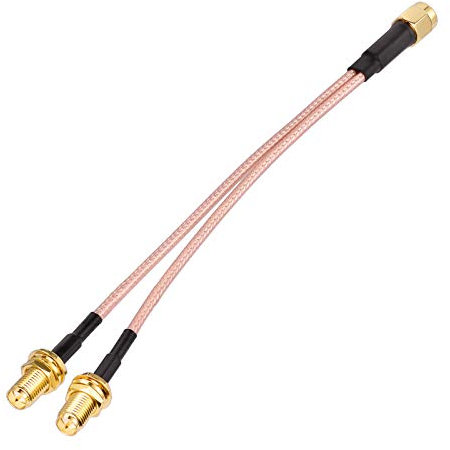 Superbat RPSMA Male to Dual Female Coaxial Cable Splitter 2 Way 50ohm RG316 Coax Splitter Cable 15cm for Router Gateway Modem Mobile Hotspot WiFi/Cellular Antenna(not for TV)