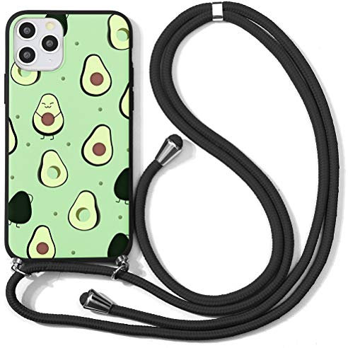Yoedge Handykette Handyhülle für Samsung Galaxy A5 2017 5,2 Hülle mit Band Kette, Silikon Schutzhülle mit Kordel zum Umhängen, TPU Stoßfest Case mit Muster Motiv für Samsung A5 2017, Avocado