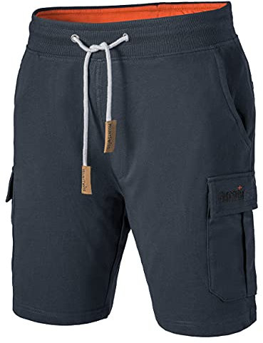 Mount Swiss Cargo Shorts Herren I Bermuda Shorts für Herren mit 6 Taschen & Klett- BZW. Reiß-Verschluss I Freizeit Cargo Hose Herren I Größe XL,Navy