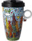 Goebel Künstlertasse mit Deckel James Rizzi My New York City Day aus Fine Bone China in Bunten Farben 500ml, Maße: 12cm x 8,5cm x 15cm, 26-103-05-1, Klar