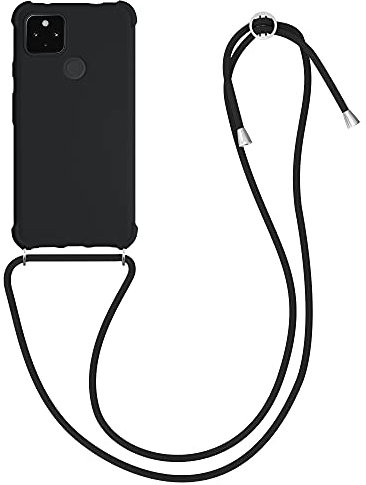 kwmobile Necklace Case kompatibel mit Google Pixel 4a 5G Hülle - Cover mit Kordel zum Umhängen - Silikon Schutzhülle Schwarz