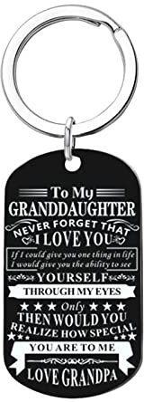 BCughia Schlusselanheger Cool, Cute Schlüsselanhänger Rostfreier Stahl 50X50Mm Schlüsselanhänge mit Gravur to My Granddaughter.Love Grandpa