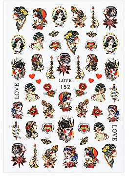 Nails Art Decoration Nail Decals Self Adhesive Chinese Dragon Snake Gothic Style Nail Stickers 3D Black(152)