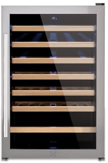 LES PETITS CHAMPS Cave à Vin de Conservation de 48 bouteilles CAVC48, 128L, 6 Etagères en Bois, Réglable de 4 à 18°C, Refroidissement Thermodynamique, Design Elégant, Eclairage LED, Anti-UV