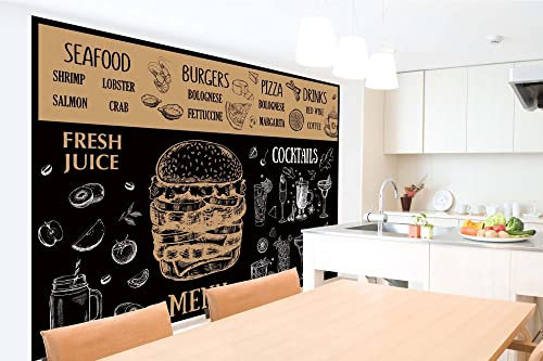 Vlies Fototapete RESTAURANT-CAFE-MENÜ 375 x 250 cm (inkl. Kleister) - Vlies Tapete, Wandtapete, Wandbilder - Tapete für Wohnzimmer Schlafzimmer, Büro, Küche - Montagefertig