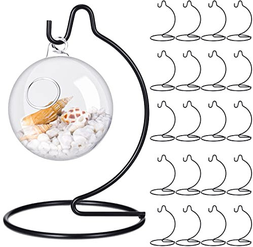 Tatuo 20 Stück Ornament Display Ständer Halter Ornament Aufhänger Ständer Glaskugel Ornament Halter Ornament Ständer für Display Metall Ständer Eisen Hängende Ständer Terrarium Ständer Luftpflanzen