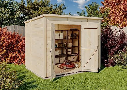 Storehaus Geräteschuppen Sepp L mit Pultdach, Gartenhaus klein B 246 x T 186 cm, Lagerhaus aus Fichtenholz inkl. Fundamentrahmen, 4,58 m² Grundfläche, Nut-und-Feder-Bauweise, 12 mm Wandstärke