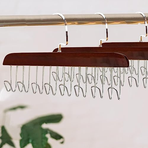 2 Stück Garderobe Mit Mehreren Haken – 8 Haken, Gürtelaufhänger Aus Holz, 360° Drehbar, Gürtelhaken, Krawattenaufhänger, rutschfest, Mit Mehreren Haken, Für Schals, Krawatten, Accessoires