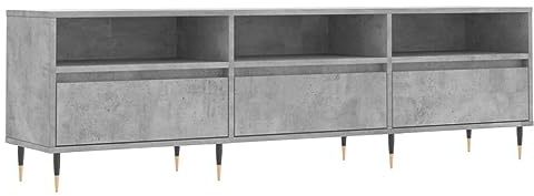 vidaXL TV Schrank, Fernsehschrank mit Eisenbeinen, Fernsehtisch für Wohnzimmer, Lowboard Sideboard TV Ständer TV Gerät, Betongrau Holzwerkstoff