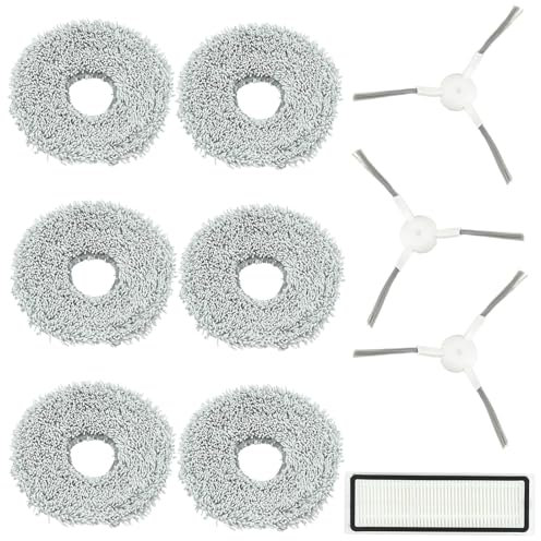 10 pezzi di ricambio compatibili con robot aspirapolvere Dreame L10s / L10 Ultra/ L10s Ultra/X10/S10 Plus, 6 panni in microfibra, 1 filtro 3 spazzole laterali