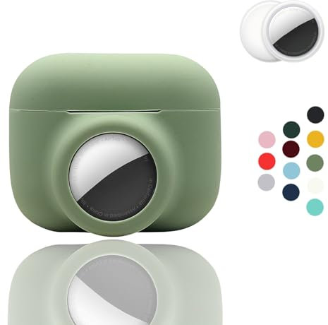 2-in-1: CAQAKA Anti-Kratzer, Anti-Verlust-Schutzhülle, kompatibel mit AirPods Pro, AirTag, weiche Silikon-Schutzhülle für Jungen, Mädchen, Damen, Herren